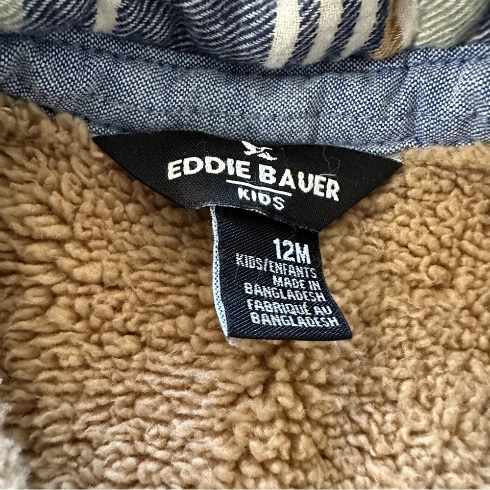 Eddie Bauer Blue and Cream Jean Jacket with Cozy Fleece - Picture 3 of 4